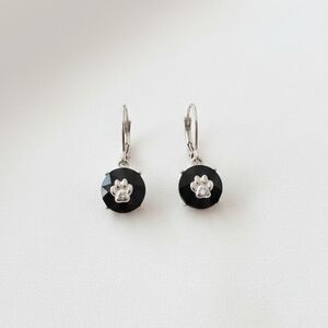 Elegant Black and Silver Paw Earrings